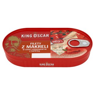King Oscar Filety z makreli w sosie pomidorowym z papryką 170 g