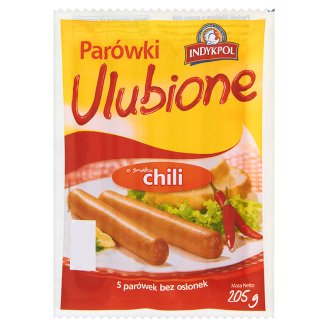 Indykpol Parówki Ulubione o smaku chili 205 g (5 sztuk)