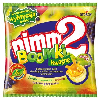 nimm2 Boomki kwaśne Rozpuszczalne kulki strzelające sokiem wzbogacone witaminami 90 g